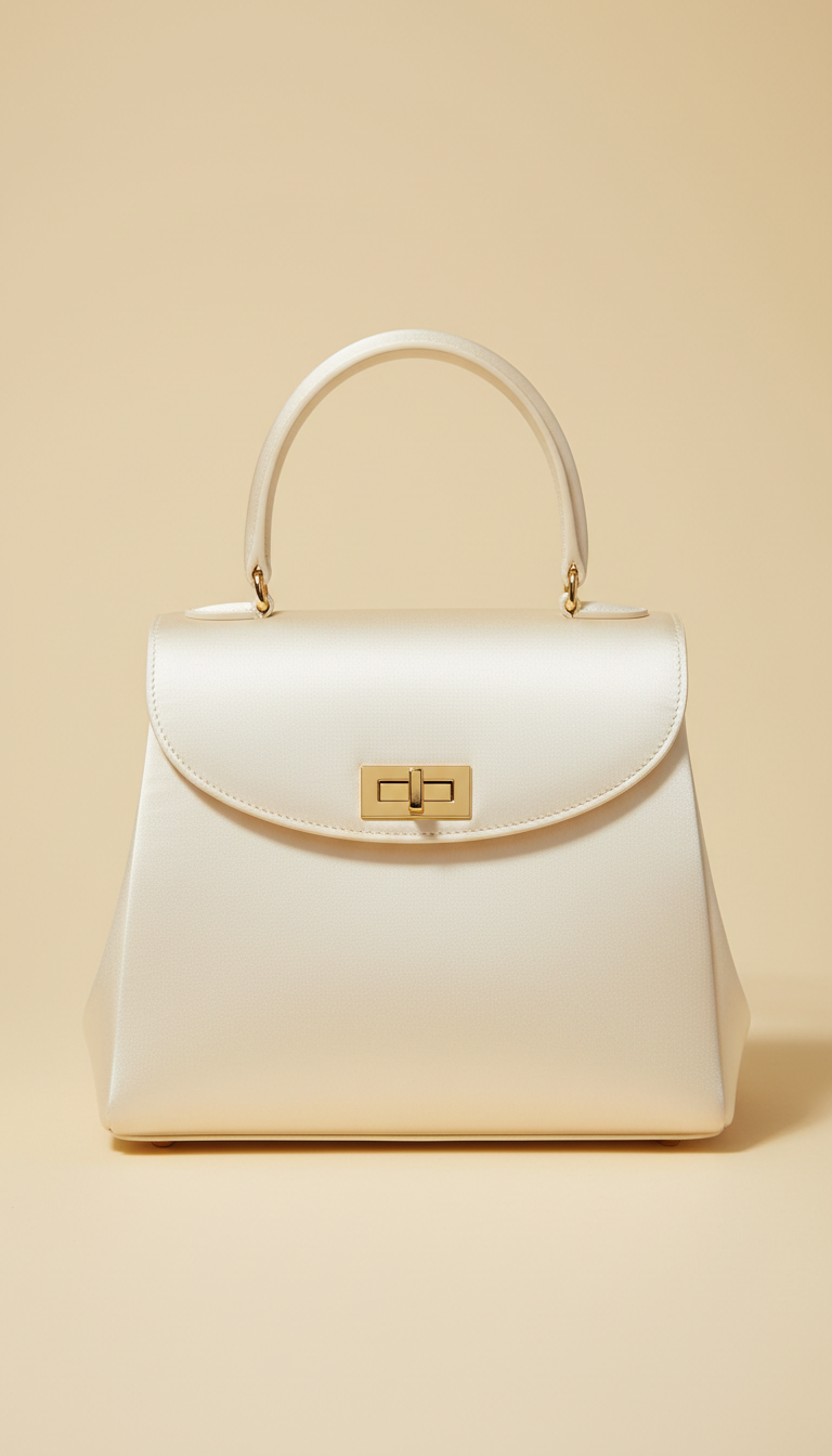 Ivory Silk Top-Handle Bag
