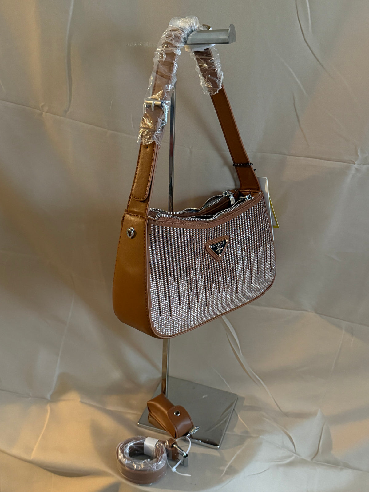 Mocha Shimmer Off-Shoulder Purse