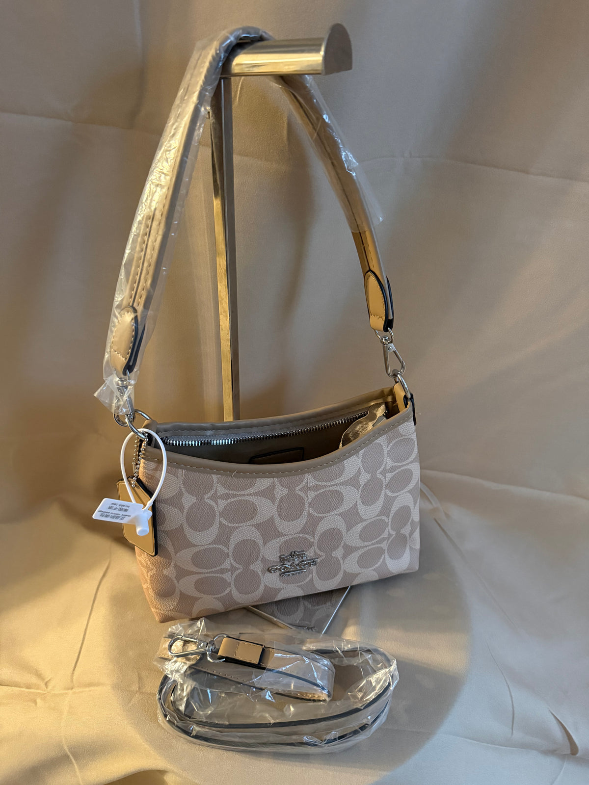 Off-the-Shoulder Light Brown Belted Purse